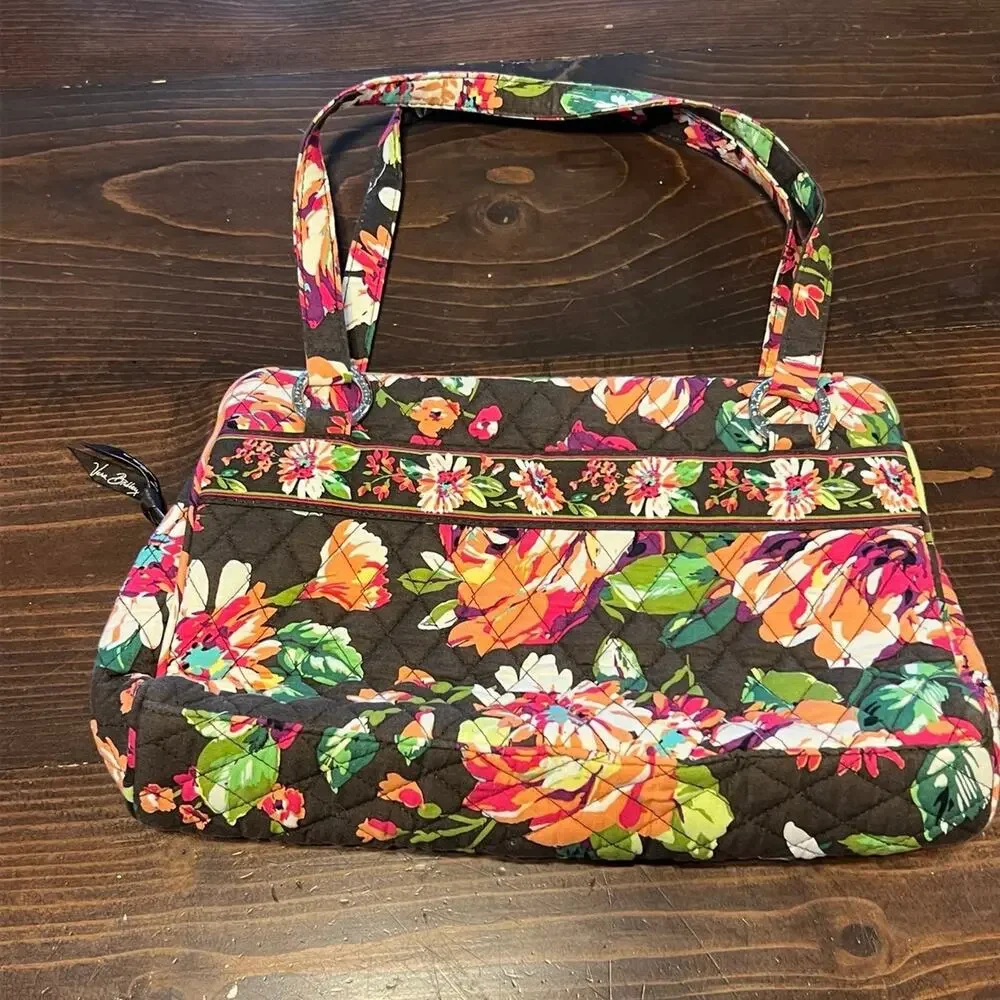 Vintage‎ Vera Bradley Floral Handbag Brown Y2K Quilted 90s Statement Large